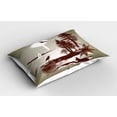 thumbnail image 2 of Ambesonne Nautical Pillow Sham 2 Pack, Grunge Whale Maritime, 36"x20", Green Brown Sage Green, 2 of 3