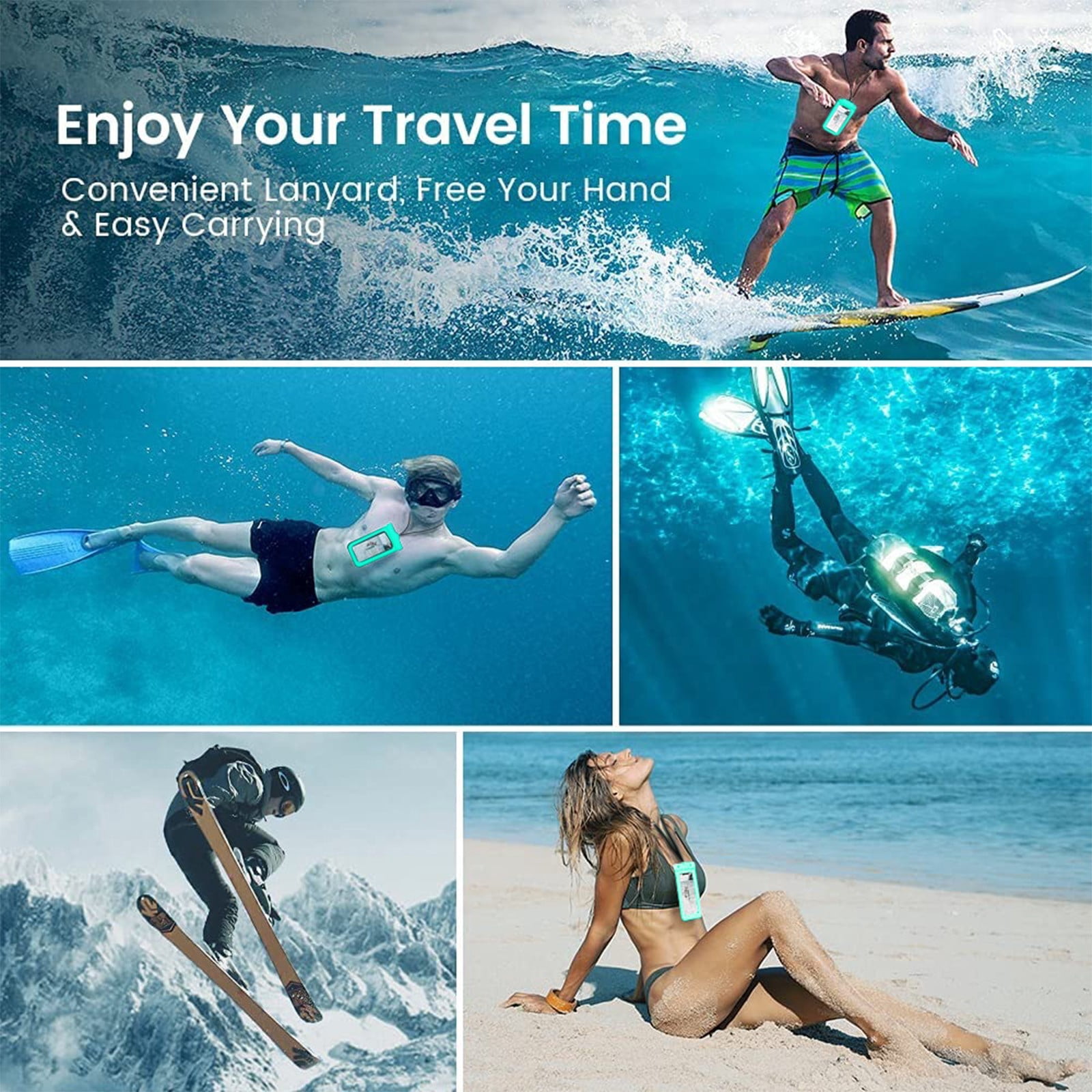 TaTaai 5Pcs Waterproof Phone Pouch, Waterproof Phone Case, Cellphone Dry Bag Beach Cruise Ship Essentials