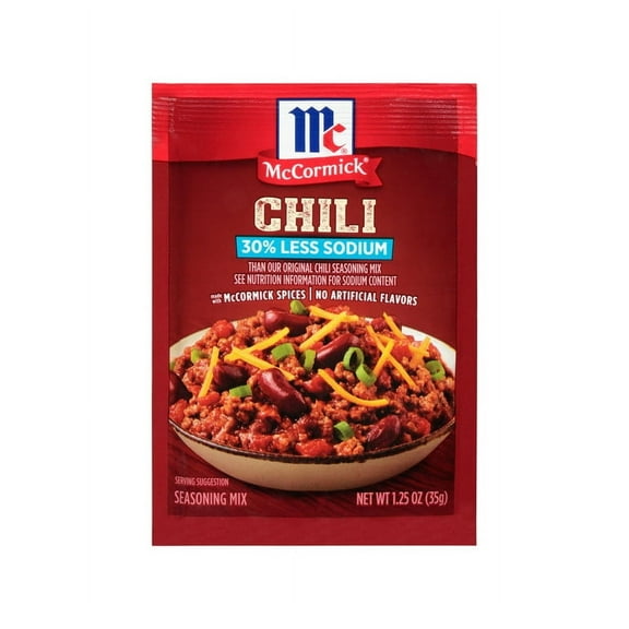 Pack of 2 McCormick Chili Seasoning Mix - Less Sodium, 1.25 oz Mixed Spices & Seasonings