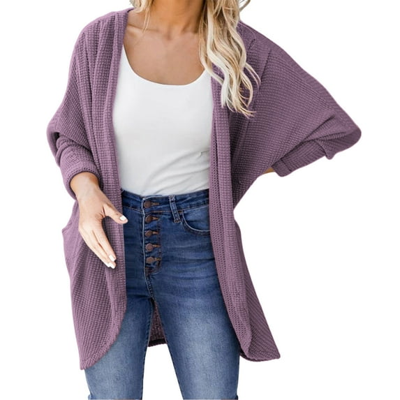 Pockets Round Neck Outwear Open Front Warm Pullover Long Cable Knitted Sweater Fashion Loose Knitwear Solid Color Cardigan Autumn Women Coat
