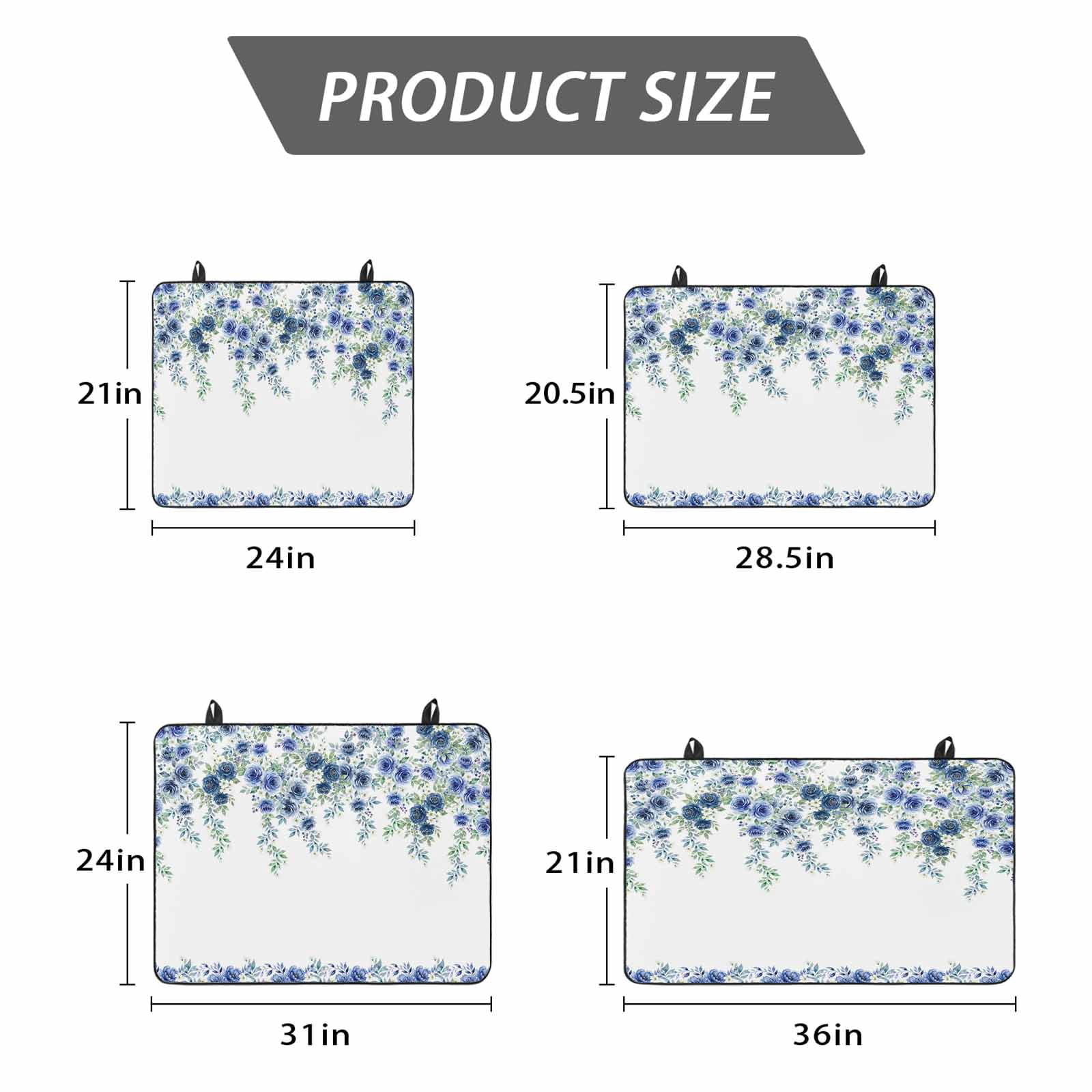 Blue Roses Stove Top Cover for Electric Stove, Heat-proof & Non Slip Glass Top Stove Cover Protector, Spring Floral Elegant Pastoral Flowers Botanical Kitchen Flat Cooktop Rubber Mat 24x21 Inches