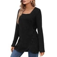 thumbnail image 2 of Fantaslook Square Neck Tops for Women Long Sleeve Dressy Blouses Button Side Tunic Shirts, 2 of 8