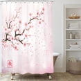thumbnail image 3 of Pink Cherry Blossom Shower Curtain, Japanese Sakura Floral Shower Curtain Set, Plant Flower Cherry Shower Curtains for Bathroom, Waterproof Fabric with 12 Hooks, 72 x 72 Inches, 3 of 6