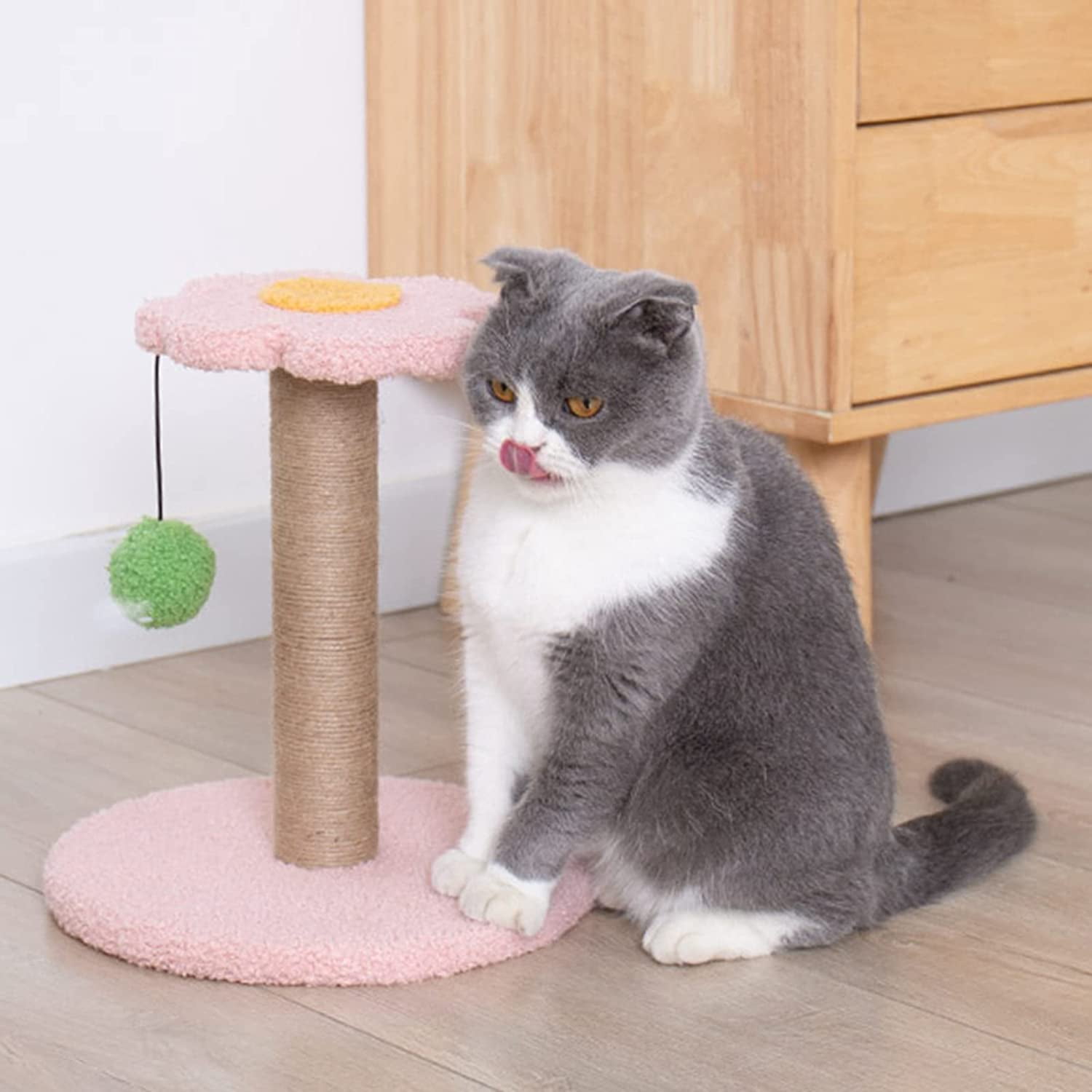 Pefilos 23" Cat Scratching Post, Small Cat Scratcher Tree for Indoor Cats with Removable Flower Cat Bed, Cat Tree Tower with Spring Ball, Pink Pefilos 23" Cat Scratching Post, Small Cat Scratcher Tree for Indoor Cats with Removable Flower Cat Bed, Cat Tree Tower with Spring Ball, Pink