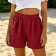 thumbnail image 4 of Hurxie Women's Sweat Shorts Casual Drawstring Shorts Comfy High Waisted Workout Lounge Shorts with Pockets Red,3XL, 4 of 7
