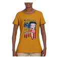 thumbnail image 2 of Wild Bobby Betty Boop America Land of the Free Home of the Brave Betty Boop Womens T-Shirt, Gold, XX-Large, 2 of 5