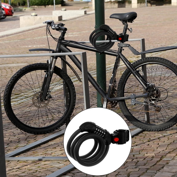 OUNONA Mountain Bike Password Lock Cable Lock Steel Cable Black 1Pack