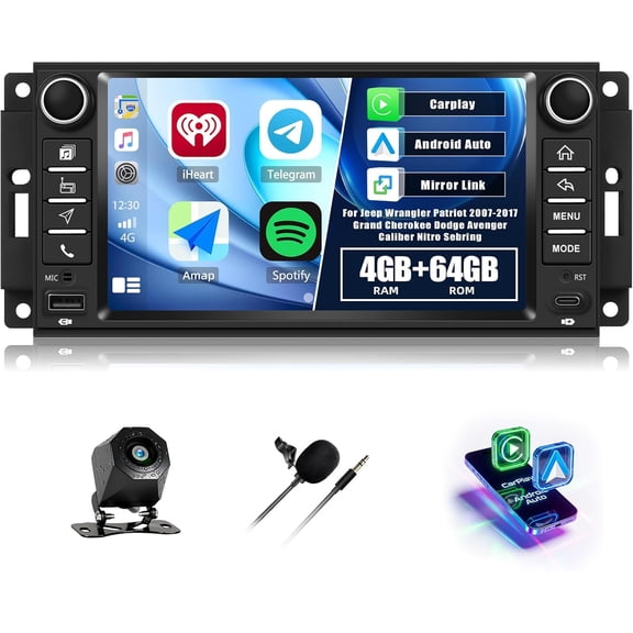 Android Car Stereo for Jeep Wrangler 2007-2018 & Jeep Compass 2011-2015 with Wireless CarPlay Android Auto, Orderich 4G 64G 7 Inch Car Radio GPS Navigation WiFi SWC Bluetooth FM with Backup Camera