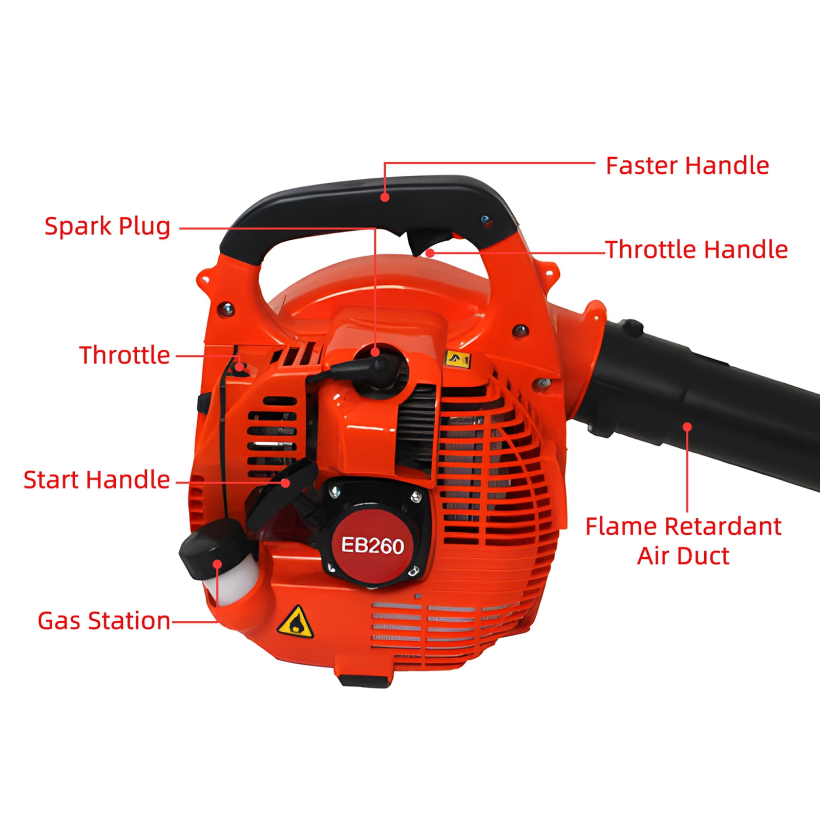 Cacagoo 26cc Gas Leaf Blower, Handheld with Powerful 2-Cycle Engine | 180 MPH, 380 CFM | Lightweight & Quick-Start for Lawn Care, Yard Debris & Light Snow