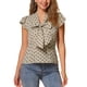 thumbnail image 1 of Blusa de mujer INSPIRE CHIC con lunares, cuello con lazo, mangas acampanadas, top para el trabajo, tamaño S, color caqui claro, 1 of 6