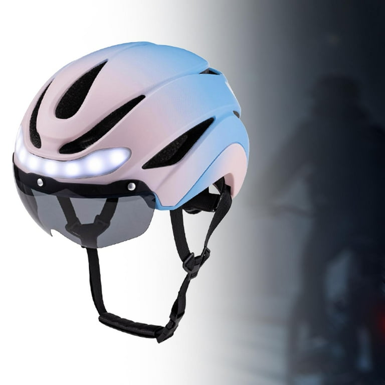 kesoto Bike Helmet with Light Shockproof Adjustable Chin Strap Breathable Sports Helmet for Adult for Climbing Biking Inline Skating Blue Pink