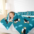 thumbnail image 3 of Castle Fairy Simple Flat Puffin Tile 7-Piece Twin Bedding,Seabird Palm Leaf Teal Background Seamless Print Bedding Comforter Set,Teal White,Reversible, 3 of 7