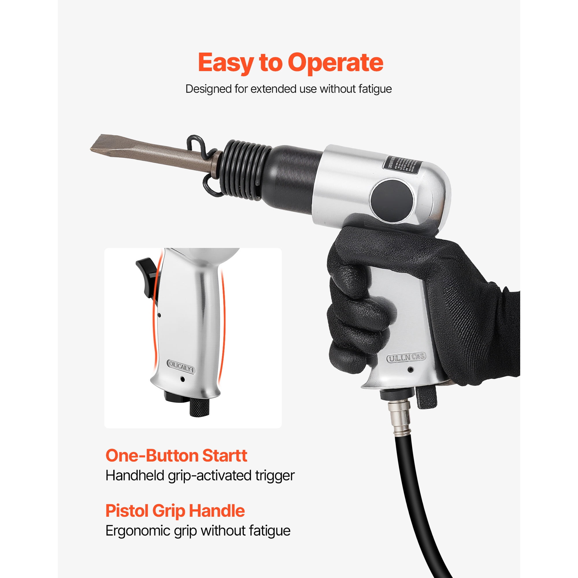 KFFKFF Pneumatic Air Hammer, 4500 BPM Tool with Needle Scaler & 4 Chisels, Compact and Lightweight Design for Cutting, Scraping, and Demolition Tasks