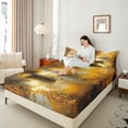 thumbnail image 4 of Homewish Lake House Twin Sheet Sets 3pcs for Teens,Yellow Tree Leaves Twin Fitted Sheet Microfiber,Happy Autumn Fall Breathable Flat Sheet,Microfiber Bedroom Decor, 4 of 7