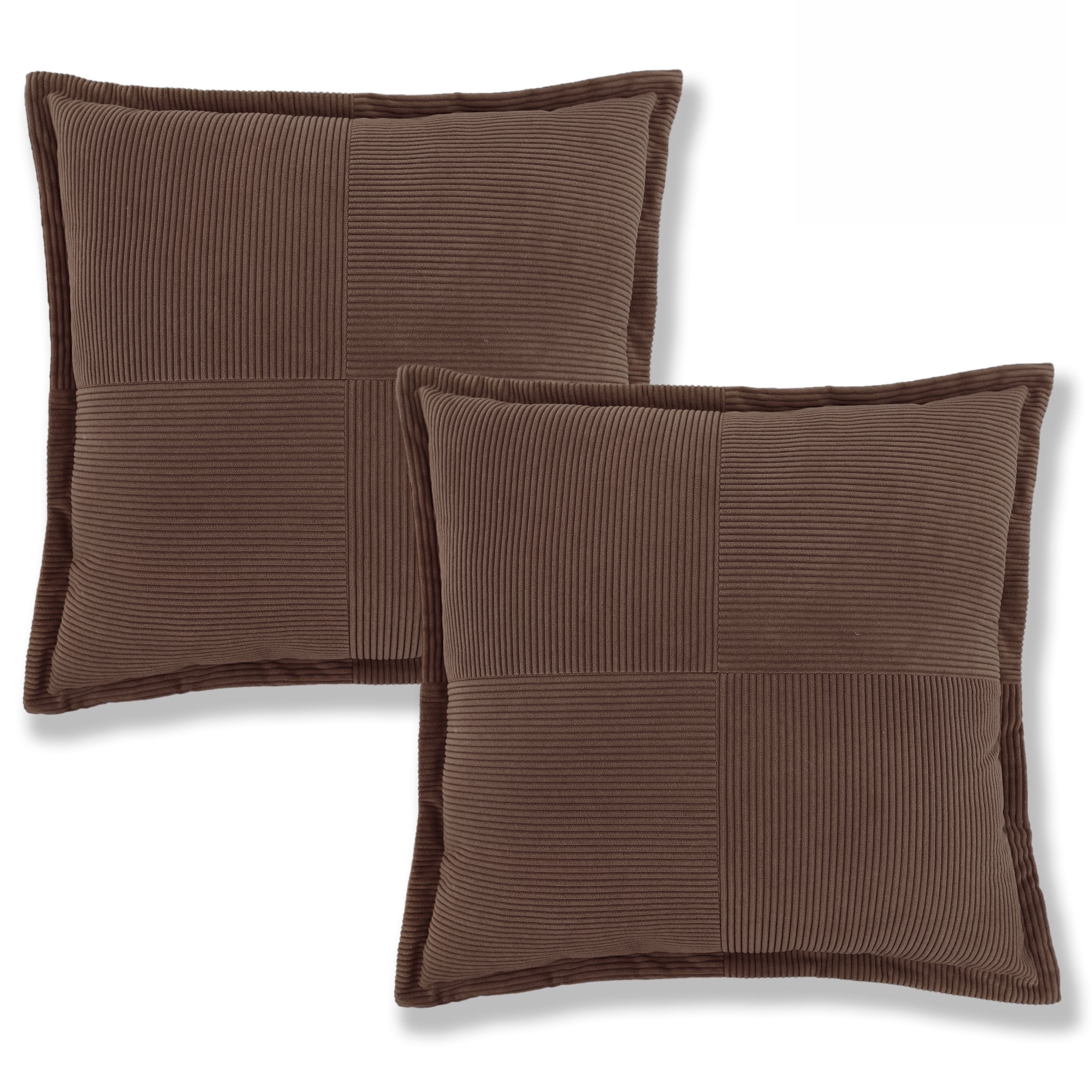 Mainstays Corduroy Velvet Throw Pillow Covers, 22" x 22", Brown, Covers Only, 2‑Pack