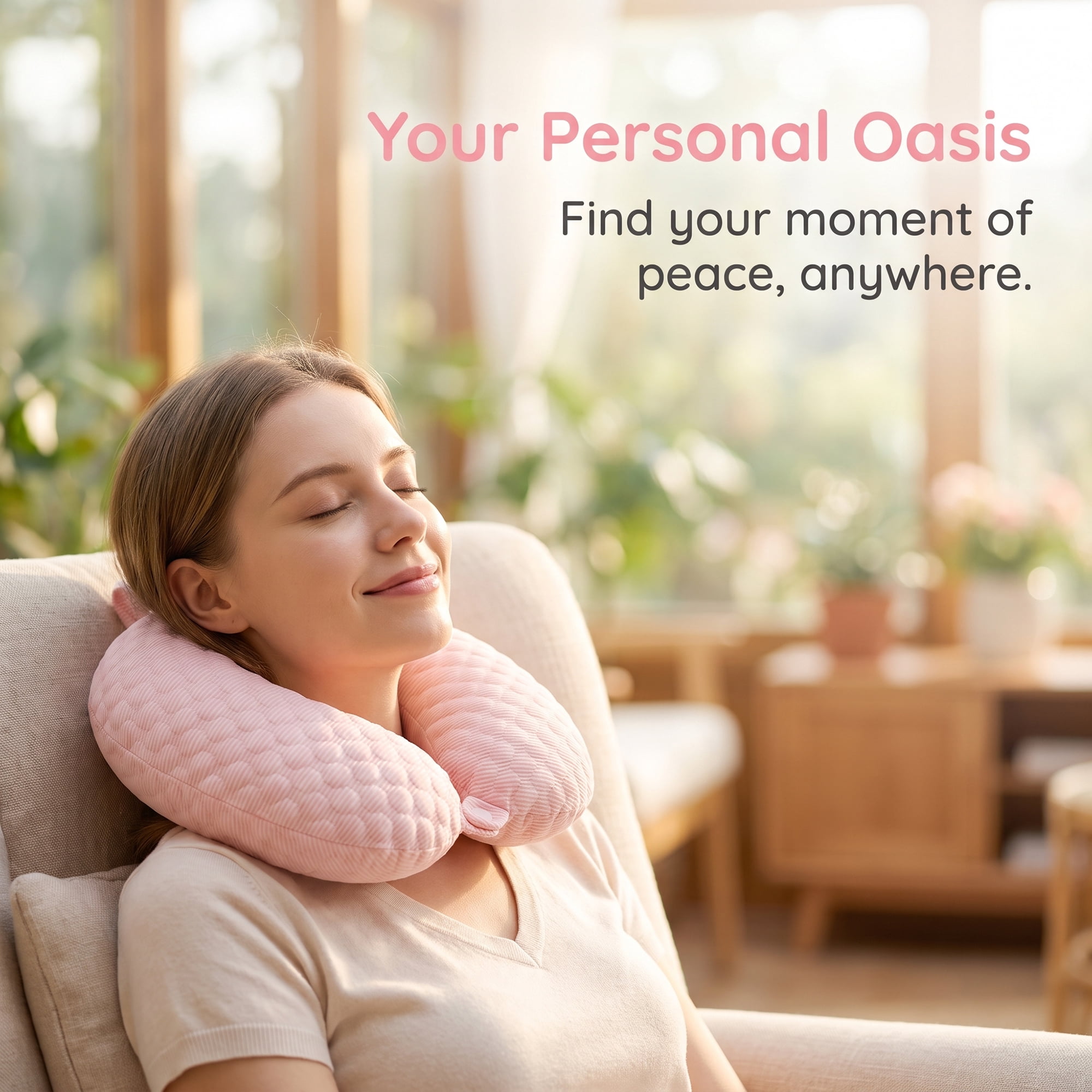 Unique Bargains Memory Foam U Shape Travel Neck Pillow for Office Naps Pink 12"x12"x4"