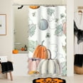 thumbnail image 5 of hengsof Fall Pumpkins Maple Leaf Shower Curtain, Autumn Leaves Harvest Thanksgiving Farmhouse Watercolor Seasonal Bathroom Curtain Punch-free, 5 of 6