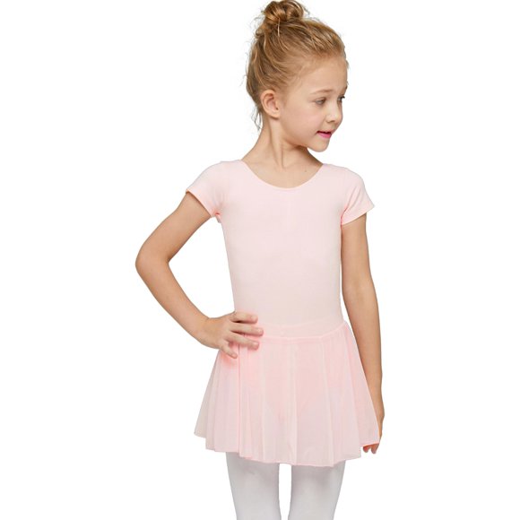 MdnMd Toddler Girls Dance Ballet Leotard with Tutu Skirt Outfit Dress Tights (Ballet Pink, Age 4-6 / 4t,5t)