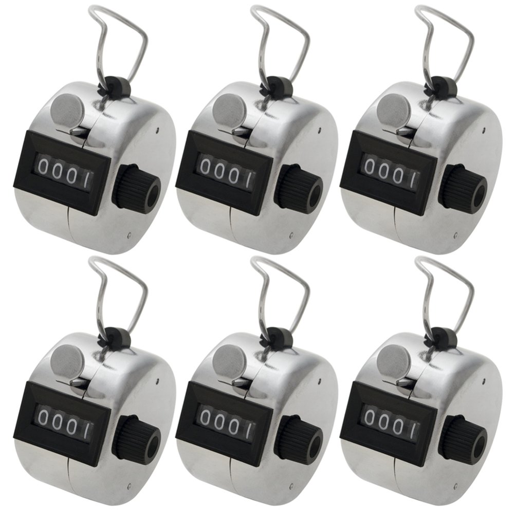 GOGO 6 PCS Metal Hand Tally Counter 4 Digit Number Handheld Clicker