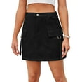 thumbnail image 3 of Women Cargo Mini Skirt Denim Jean Dress with Pocket Black S, 3 of 9