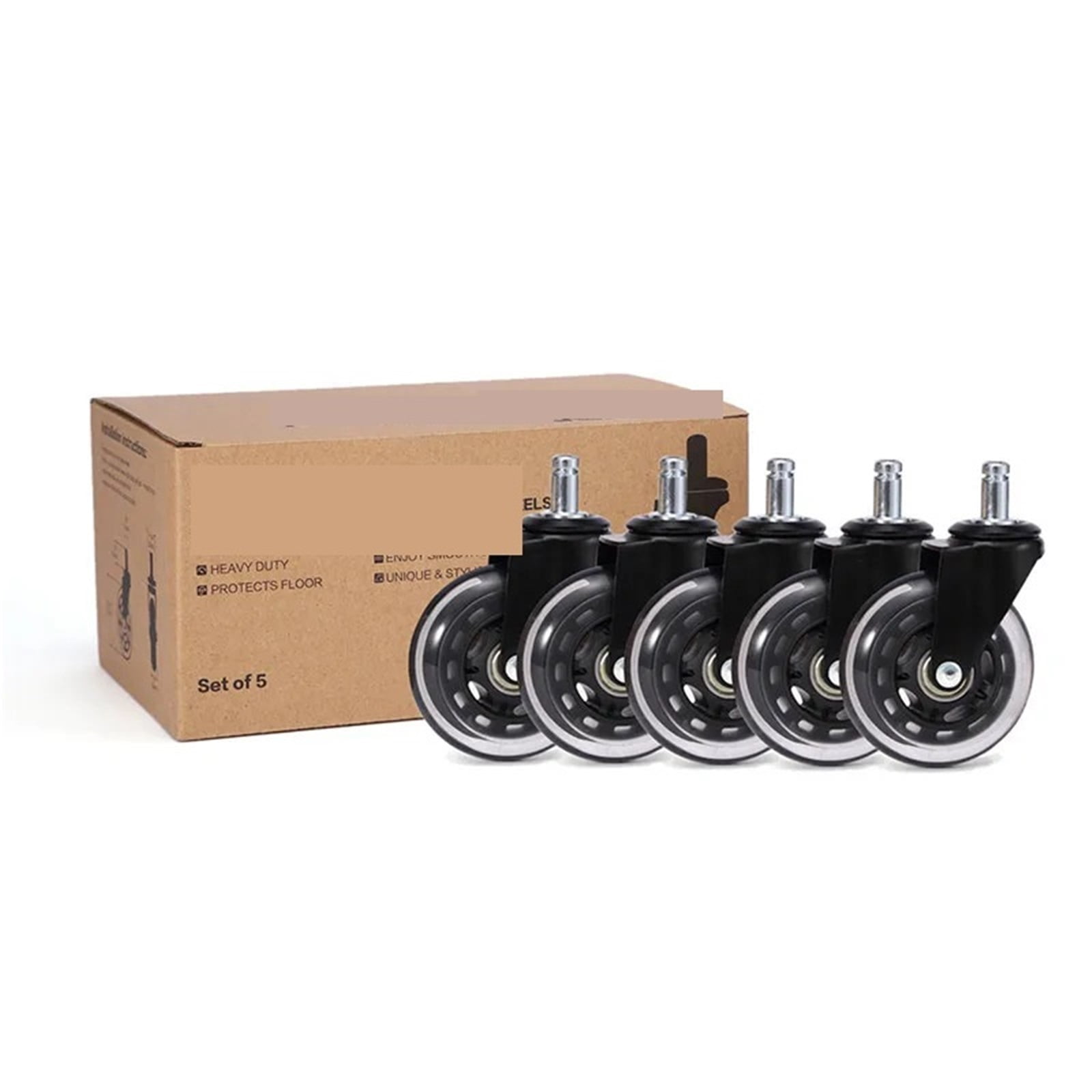 5PCS 3" Universal Mute Wheel Office Chair Caster Replacement 60KG Swivel Rubber Soft Safe Rollers Furniture Hardware ,Quiet and Smooth