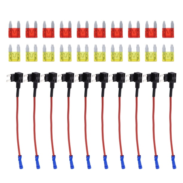 Universal agregar un circuito 12V Mini fusible grifo con 10 Uds 10A 20A ATM APM fusible tipo hoja 1 Juego