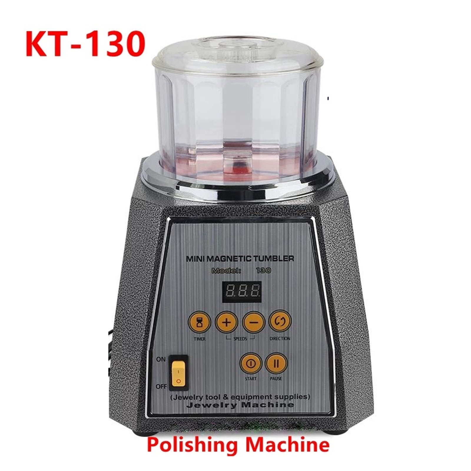 KT-130 Magnetic Tumbler Rotary Polisher Machine, Finishing Machine AC Jewelry Cleaner Tools With 200g Polishing Needles ,Easy to Operate