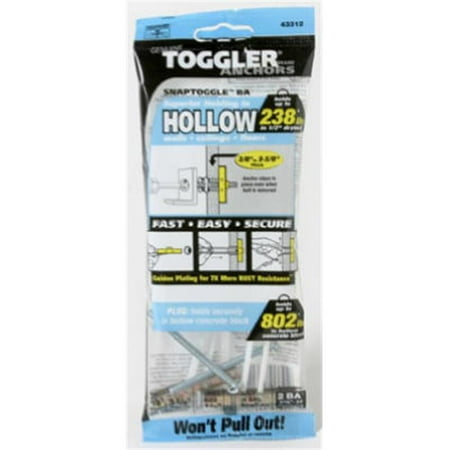 - Snaptoggle Hollow-wall Ba Toggle Bolts, 3/16-24