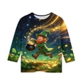 thumbnail image 4 of Tauxra Chandail de la Saint-Patrick pour Adultes, T-Shirt à Manches 3/4 Imprimé Col Rond, T-Shirt Graphique Trèfle Décontracté à Manches Longues pour Activités Festives, 4 of 6