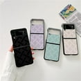 thumbnail image 1 of Luxury Plaid Leather Phone Case Compatible With Samsung Galaxy Z Flip 4, 1 of 3