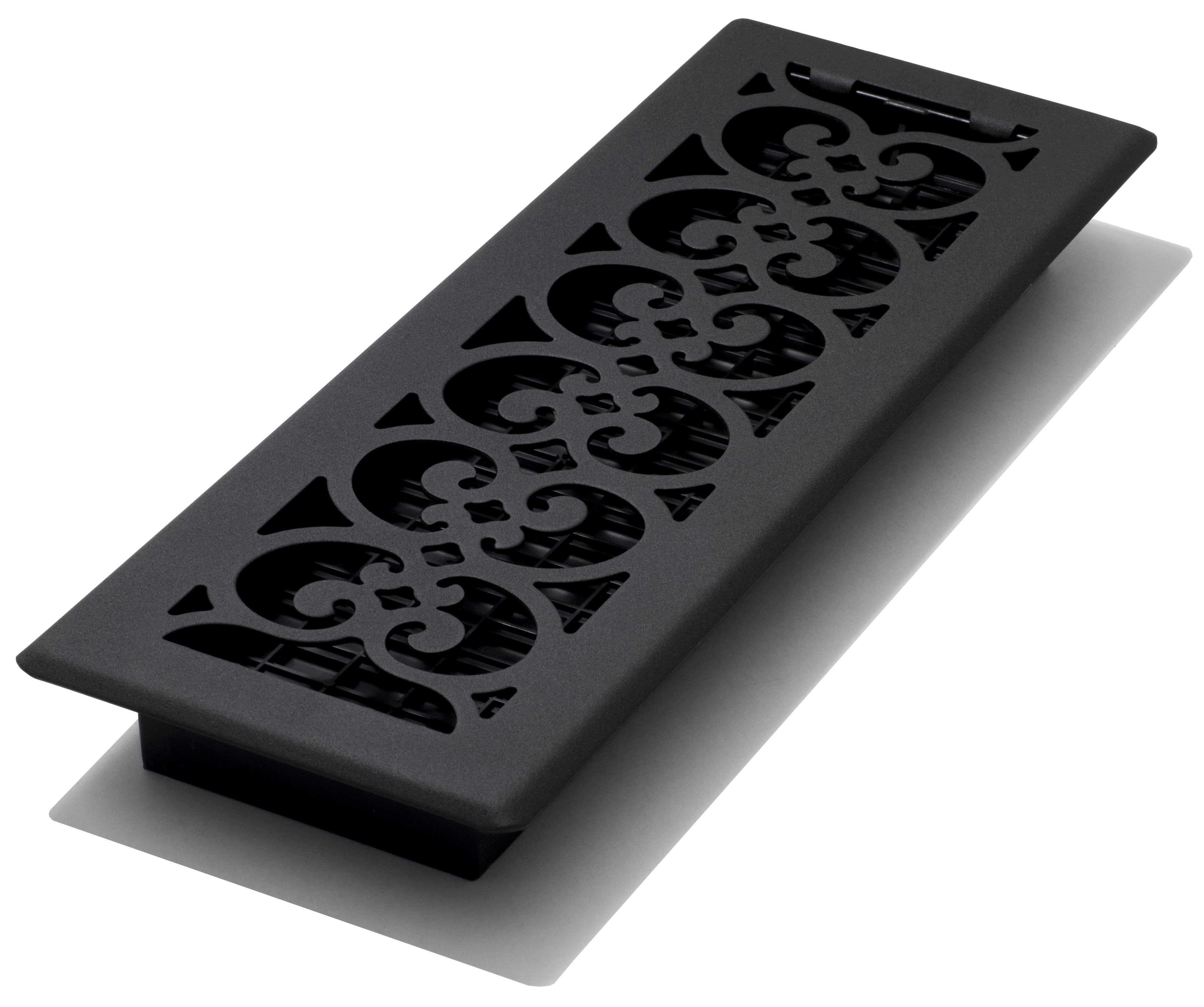 Decor Grates Scroll Design Bodenregister – 4x14 Zoll, Helle Messingoberfläche, Mit Dämpfer