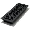 Decor Grates 4" x 14" Textured Black Painted Scroll Design Floor Register