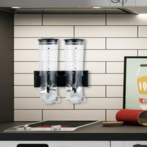 2 Pack Dry Food Dispenser, Wall Mount Dual Control Food Storage Dispenser Coffee Bean Candy Oatmeal Rice Dispenser Cereal Dispenser, Black