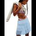 thumbnail image 2 of Falda Y2K de Tiro Bajo para Mujer, Plisada, con Volantes y Ribete de Encaje, Corta, Holgada y en . Azul XL, 2 of 7