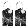 thumbnail image 3 of Cauagu Futuristic Moonlit Cityscape Pattern Luggage Tags,Leather Luggage Tags Personalized Luggage Tag Travel Tags Privacy Cover ID Label for Travel Bag Suitcase-4 PCS, 3 of 5