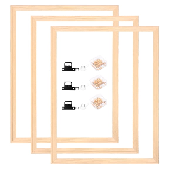 3 Pack DIY Canvas Stretcher Bars 16x20 Inch, Real Pine Wood Canvas Frame Kit for Paint by Numbers, Needlepoint, Oil Paintings & Posters, 0.75" Depth Wood Frame Strips with Thumbtacks