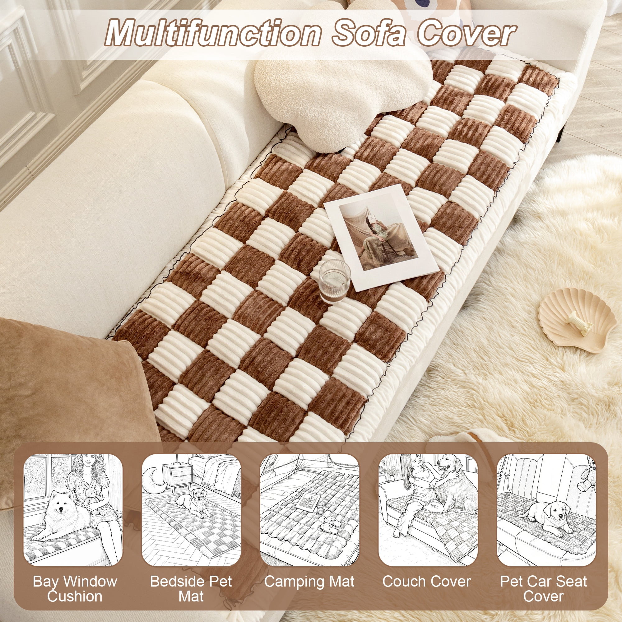 Sanmadrola Couch Cover Sofa Cover Slipcover Furniture Protector for Dog Cat Pet Non Slip Cushion Couch Sofa Covers