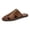 Brown, variant on Men's Leather Closed Toe Slippers Hollow Flat Sandals Stitched Non Slip Soft Bottom Slides Summer Outdoor Casual Beach Walking Shoes Black Size 7