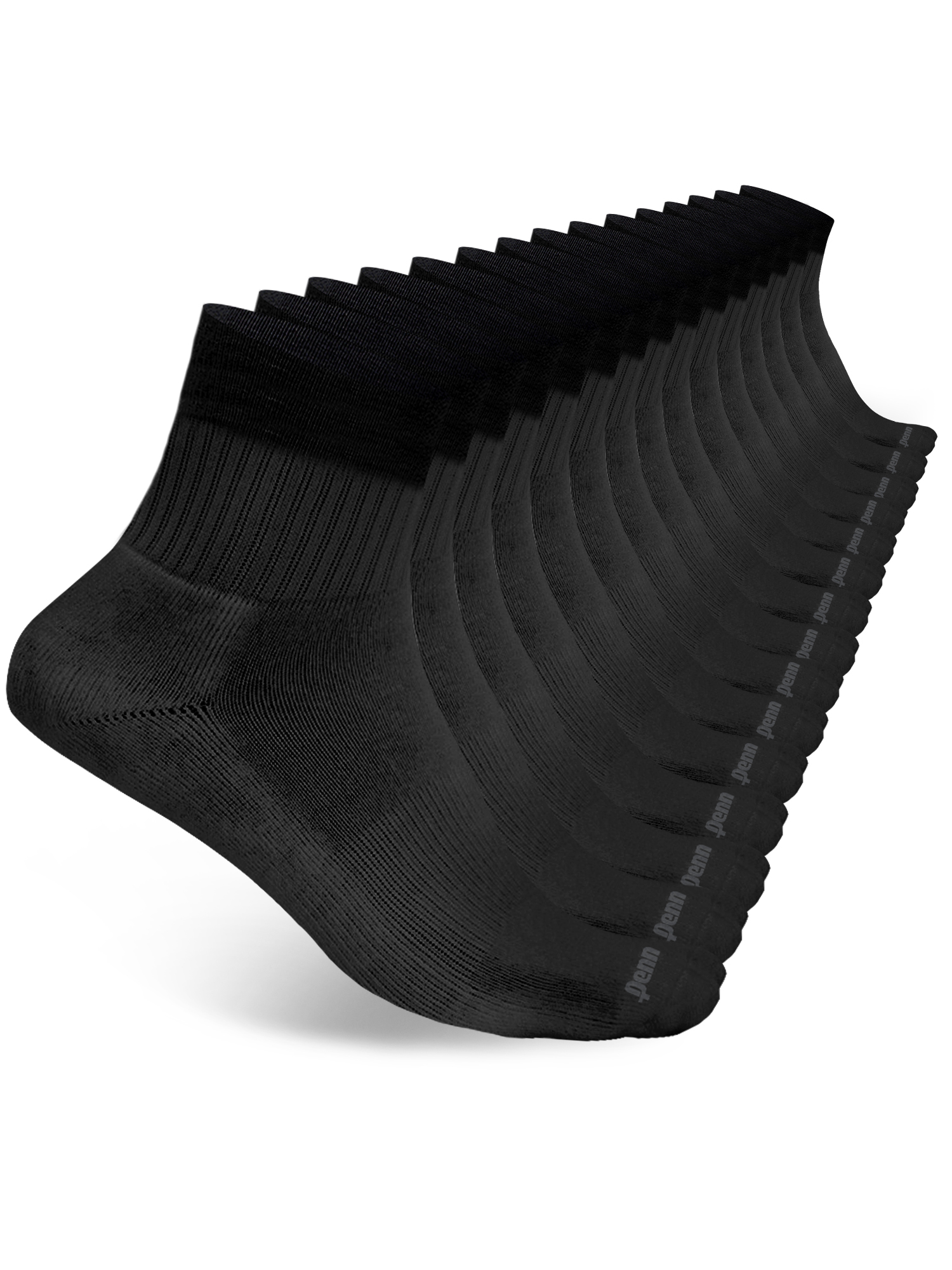 Penn Men's Cushioned Quarter Socks, 15-Pack, Black photo 1