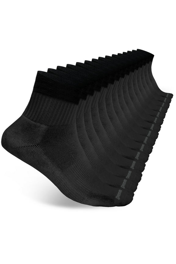 Mens Cushioned Quarter Socks for Men Breathable Mens Sports Socks for All day Comfort, 15 pk, Black