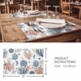 thumbnail image 3 of Placemats Set of 4, Blue Coral Coastal Woven Placemat, Linen Place Mats for Kitchen/Dining Tables, Summer Beach Starfish Nautical Washable Table Mats for Party, 3 of 8