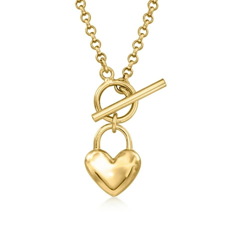 Ross-Simons Italian 18kt Gold Over Sterling Heart Toggle Necklace, Women's, Adult