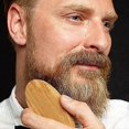 thumbnail image 1 of Mens Round Wood Handle Boar Hair Bristle Beard Mustache Brush Comb Palm, 1 of 5