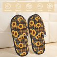 thumbnail image 2 of Balery Brown Blue Plaid Sunflower Pantuflas de Casa de Felpa Silenciosas con Diseño Estampado, Zapatillas Cómodas Antideslizantes de Algodón para Interior-Large, 2 of 8