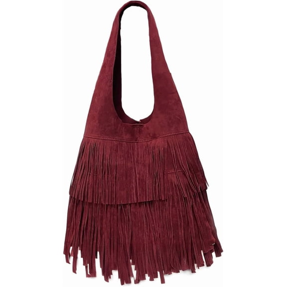 SPEKSEE Suede Purse Slouchy Fringe Tote Bag Tassel Soft Hobo Shoulder Handbag Hippie Western Vintage Bags for Women