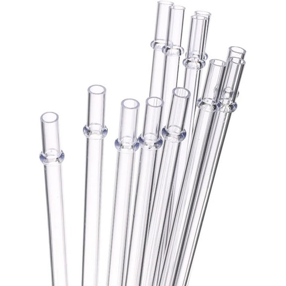 DAKOUFISH 10 Inch Clear Reusable Plastic Drinking Straws for 16 oz & 24 oz Mason Jar Tumblers,Set of 12 Straws with Cleaning Brush
