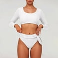 thumbnail image 2 of Huowey Womens Swimsuits Crop Tops High Waisted Bikini Set Rash Guard Bathingsuit Long Sleeve Swimwear Vacation Beachwear Honeymoon Cruise Trendy Wear, 2 of 5