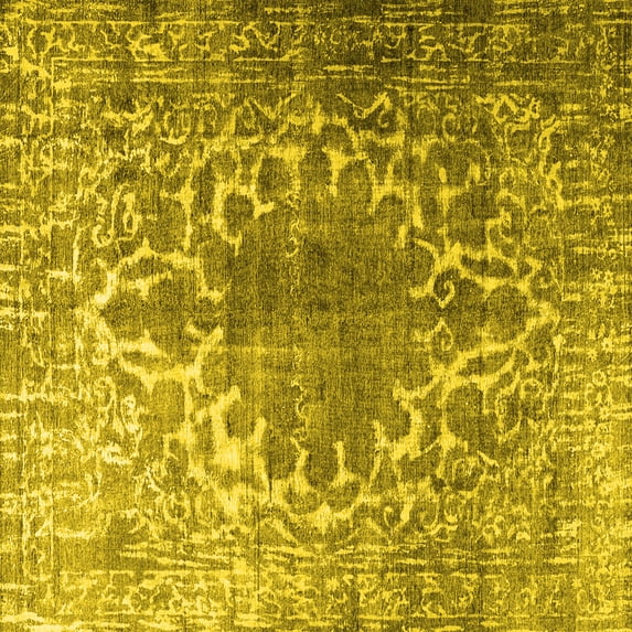 Ahgly Company Indoor Square Persian Yellow Traditional Area Rugs, 4' Square