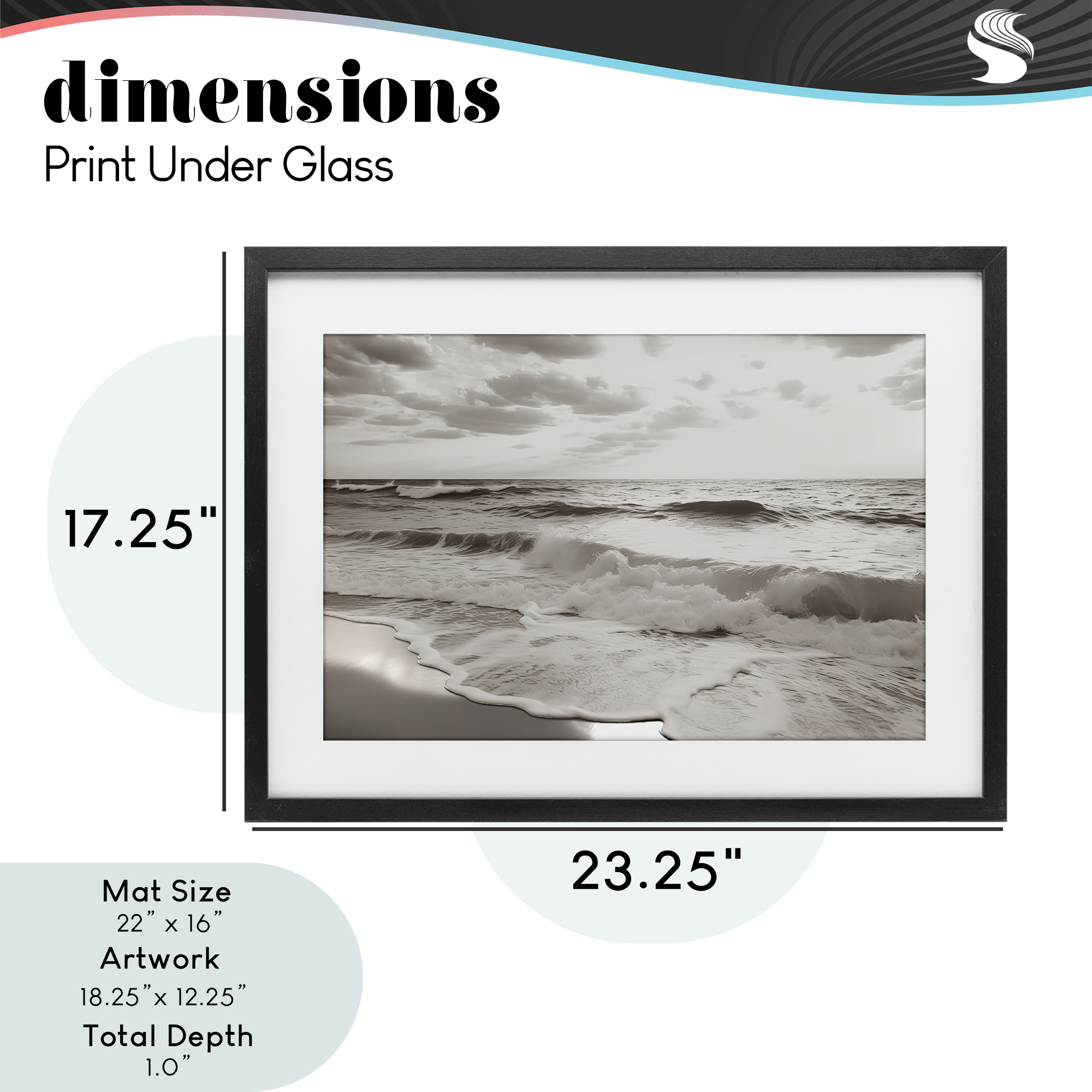 Beach View Reverie Black Framed Print Under Glass, design by Decent Exposures