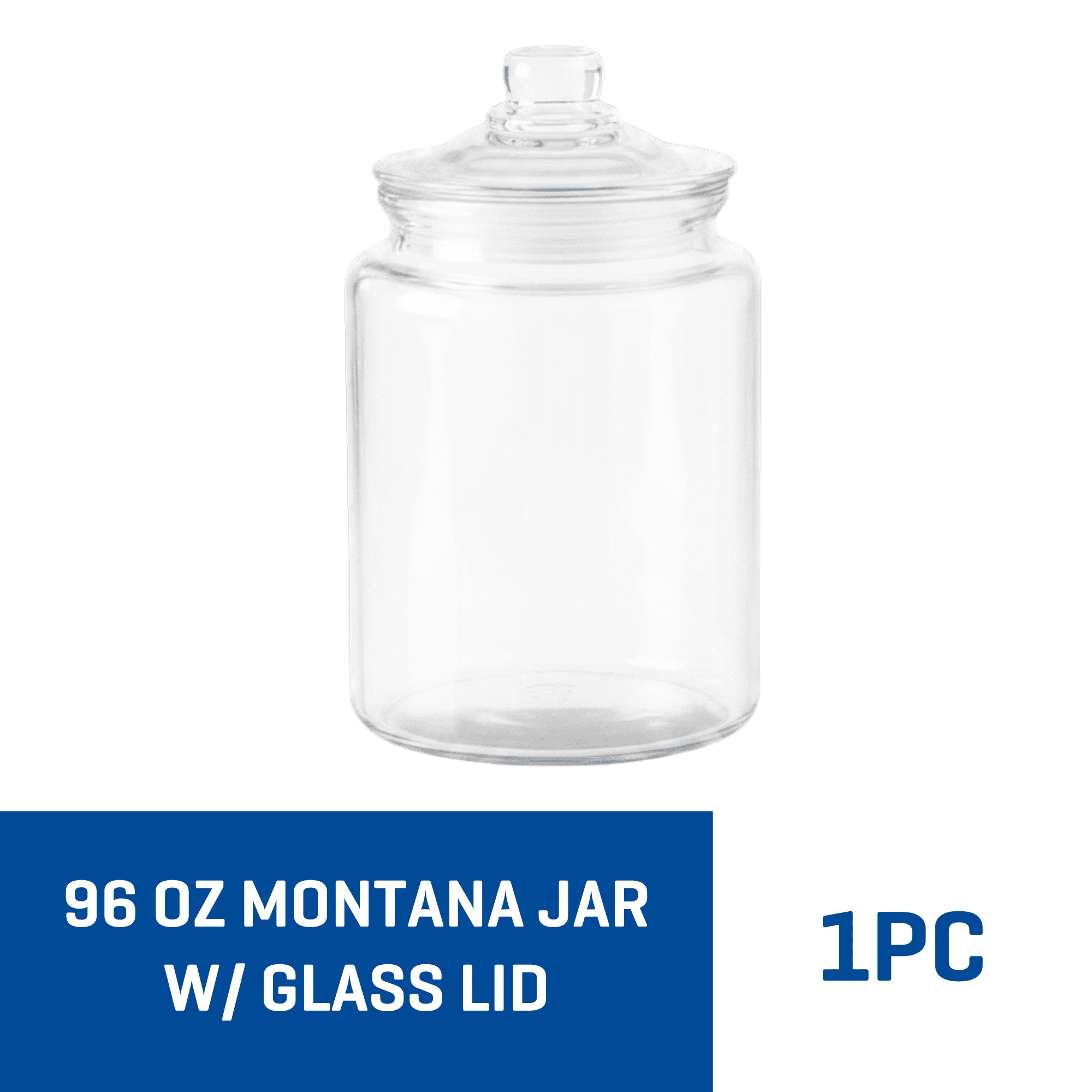 Anchor Hocking 96 oz Montana Glass Jar with Lid for Pantry Food Storage and Display